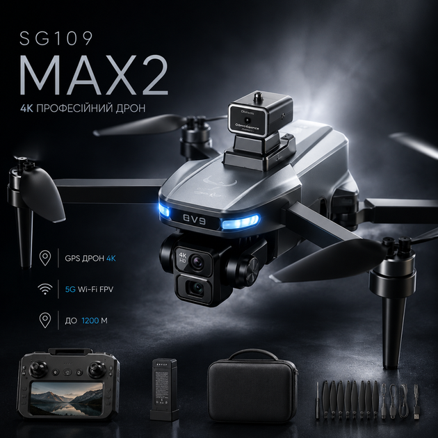 Квадрокоптер ZLL SG109 MAX2 GPS 4K с камерой, 3-осевым подвесом, FPV, РК пультом с экраном, бесщеточными моторами, обходом препятствий, до 1200 м, до 30 мин, дрон для съемки - изображение 11