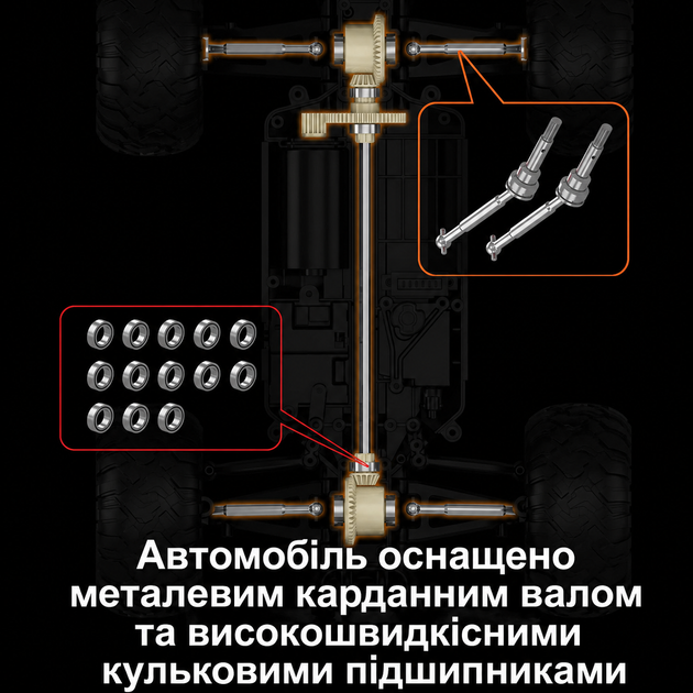 Машинка на радиоуправлении KFPLAN KF11 1:16 – монстр-трак 4WD, до 40 км/ч внедорожник джип, полный привод + 1 аккумулятор - изображение 14