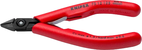 Кусачки бокові (бокорізи) для електроніки Knipex 1,3 мм, 125 мм, фосфатовані (75 12 125) - Фото 1 Кусачки бокові (бокорізи) для електроніки Knipex 1,3 мм, 125 мм, фосфатовані (75 12 125) - зображення 1