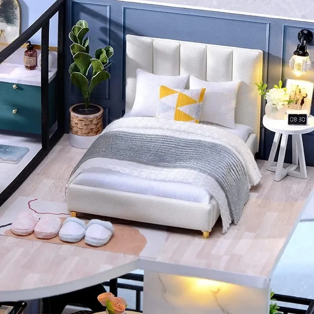 DIY румбокс Сучасний двоповерховий будинок CUTEROOM з підсвіткою та музичною скринькою - Фото 4 DIY румбокс Сучасний двоповерховий будинок CUTEROOM з підсвіткою та музичною скринькою - зображення 4