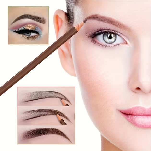 Косметический водостойкий карандаш для бровей и глаз Heng Ge Cosmetic Art, оттенок 01 Black, с Точилкой - изображение 4