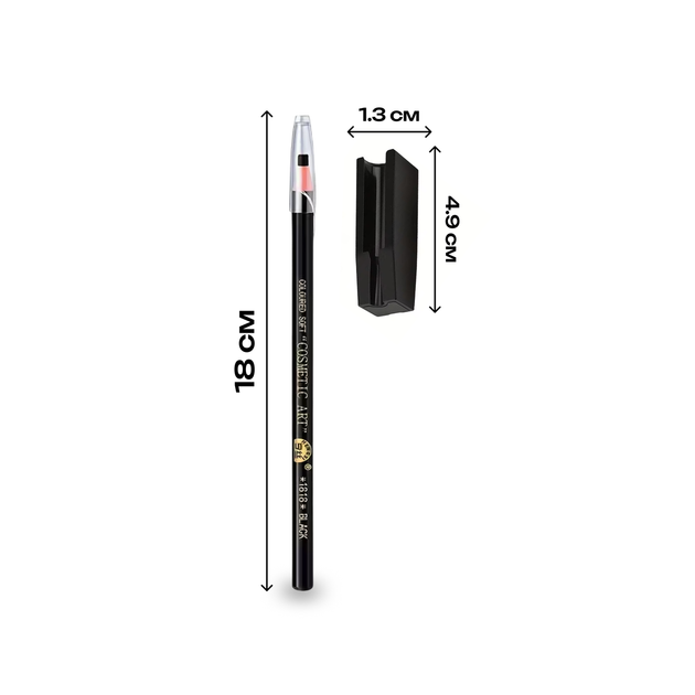 Косметический водостойкий карандаш для бровей и глаз Heng Ge Cosmetic Art, оттенок 01 Black, с Точилкой - изображение 7