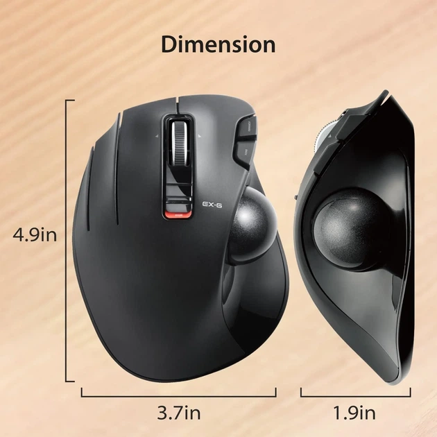 Проводная трекбольная мышь ELECOM EX-G / USB / 1500 DPI / 6 кнопок / Черная (102022038) - Б/У - Фото 8 Проводная трекбольная мышь ELECOM EX-G / USB / 1500 DPI / 6 кнопок / Черная (102022038) - Б/У - изображение 8