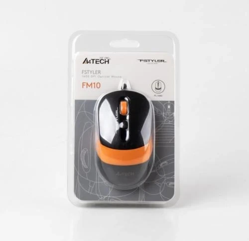 Мышь A4Tech Fstyler FM10 1600dpi Black+Orange, USB - Фото 6 Мышь A4Tech Fstyler FM10 1600dpi Black+Orange, USB - изображение 6