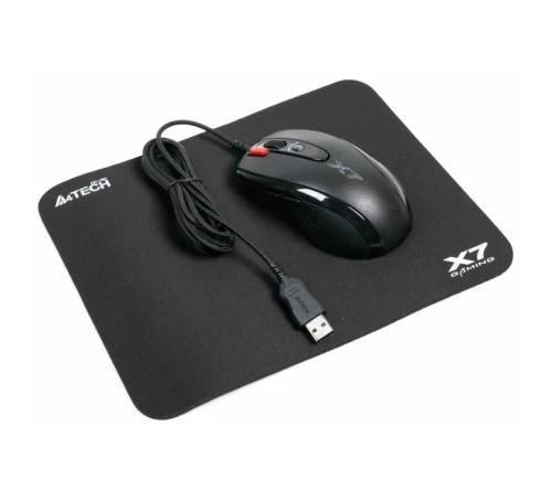 Миша A4Tech X-7120 USB Black X-710BK + килимок X7-200MP (Bundle) - изображение 2