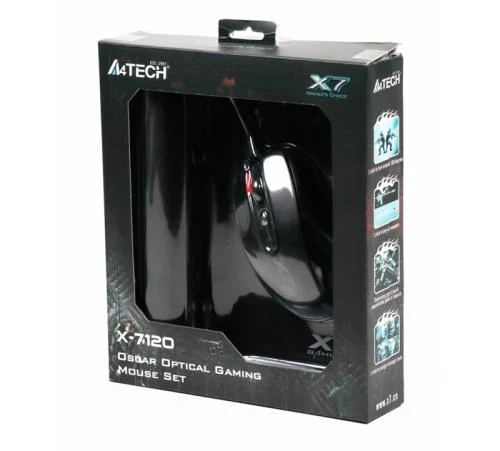 Миша A4Tech X-7120 USB Black X-710BK + килимок X7-200MP (Bundle) - изображение 3