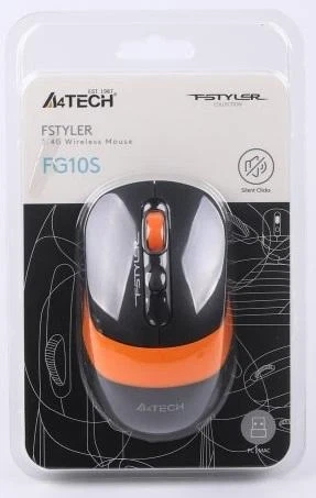 Мышь A4Tech Fstyler FG10S 2000dpi Black+Orange, USB, Wireless, бесшумная - Фото 6 Мышь A4Tech Fstyler FG10S 2000dpi Black+Orange, USB, Wireless, бесшумная - изображение 6