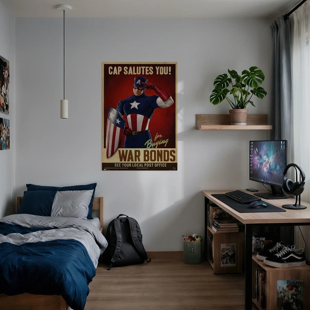Постер Капитан Америка, Captain America Salutes You, супергеройский постер, A2 60×43 см (id0239) - изображение 2