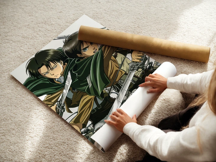 Постер Атака на титанів, Леві та Ерен, Attack on Titans, аніме, A3 42×30 см (id0255) - зображення 3