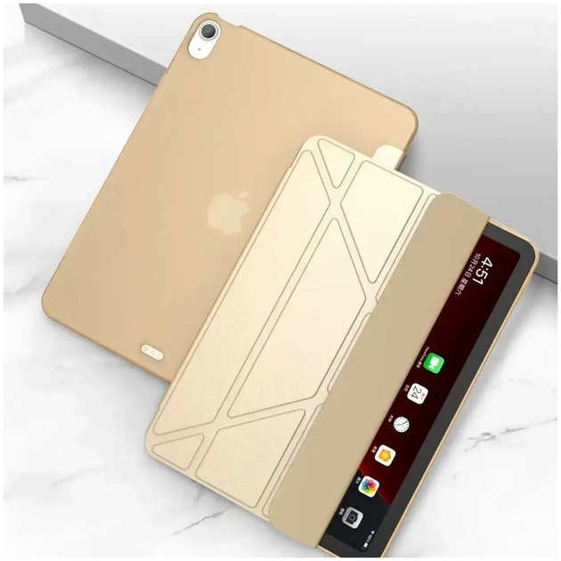Чохол протиударний для iPad Air 10.9 2021 натуральна шкіра захист від ударів і подряпин золотий - зображення 4