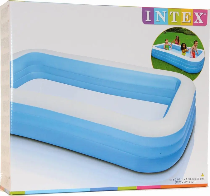Надувной бассейн Intex 58484 305×183×56 см • Просторный летний бассейн для всей семьи • Голубой - изображение 5