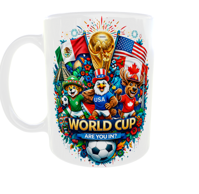 Кружка (чашка) с принтом «World Cup Are You In?» – подарок для футбольного болельщика | 330 мл - изображение 2