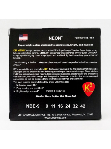 Струни для електрогітари DR Strings Neon Blue Electric - Light (9-42) - Фото 3 Струни для електрогітари DR Strings Neon Blue Electric - Light (9-42) - зображення 3