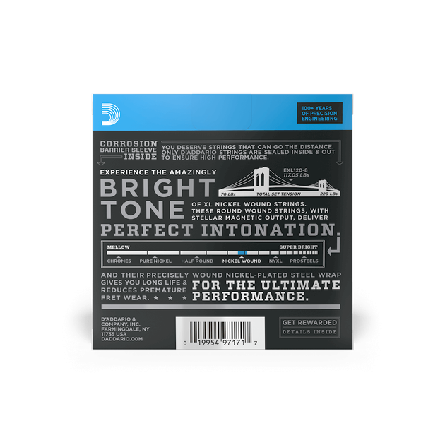 Струны для электрогитары DʼADDARIO EXL120-8 XL Nickel Wound 8-String Super Light (09-65) - изображение 3