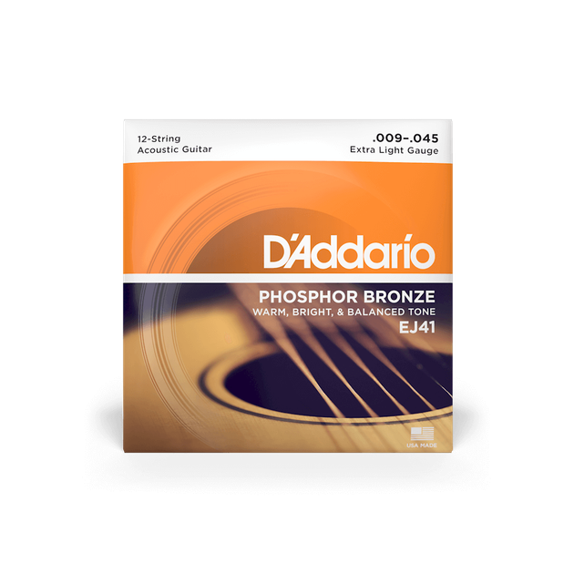 Струны для акустической гитары DʼADDARIO EJ41 Phosphor Bronze 12-String Extra Light (09-45) - Фото 1 Струны для акустической гитары DʼADDARIO EJ41 Phosphor Bronze 12-String Extra Light (09-45) - изображение 1