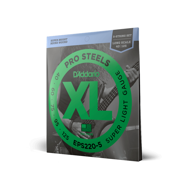 Струны для бас-гитары DʼADDARIO EPS220-5 XL ProSteels Bass Super Light 5-String (40-125) - изображение 2