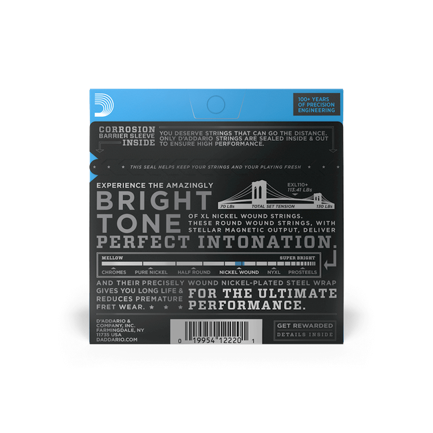 Струни для електрогітари DʼADDARIO EXL110+ XL Nickel Wound Regular Light Plus (10.5-48) - Фото 2 Струни для електрогітари DʼADDARIO EXL110+ XL Nickel Wound Regular Light Plus (10.5-48) - зображення 2
