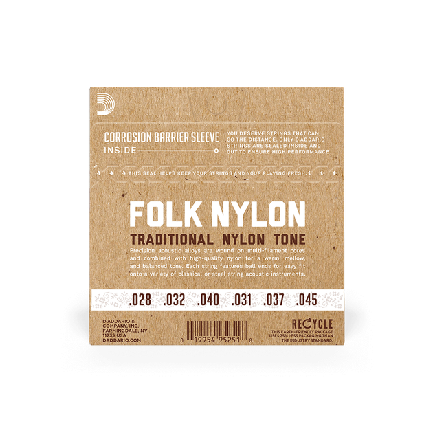 Струны для классической гитары DʼADDARIO EJ33 FOLK NYLON 80/20 Bronze Ball End Clear Treble - Фото 2 Струны для классической гитары DʼADDARIO EJ33 FOLK NYLON 80/20 Bronze Ball End Clear Treble - изображение 2