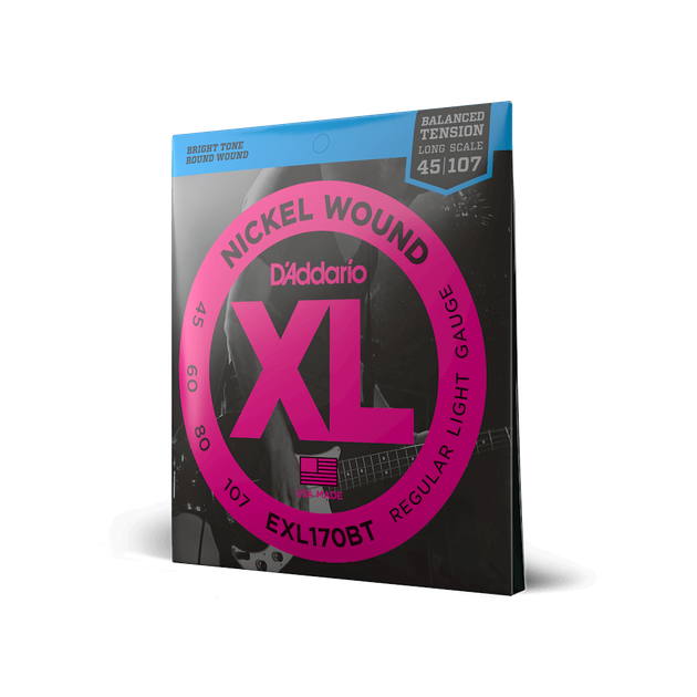 Струни для бас-гітари DʼADDARIO EXL170BT XL Nickel Wound Balanced Tension Regular Light (45-107) - Фото 3 Струни для бас-гітари DʼADDARIO EXL170BT XL Nickel Wound Balanced Tension Regular Light (45-107) - зображення 3