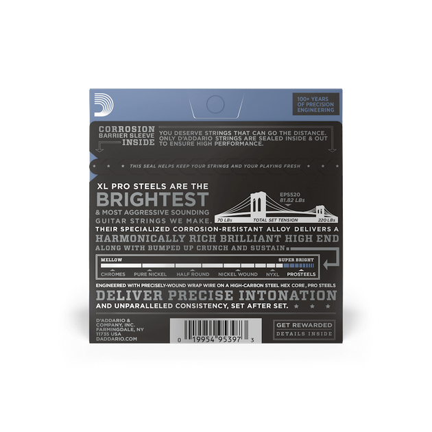 Струны для электрогитары DʼADDARIO EPS520 XL ProSteels Super Light (09-42) - Фото 4 Струны для электрогитары DʼADDARIO EPS520 XL ProSteels Super Light (09-42) - изображение 4