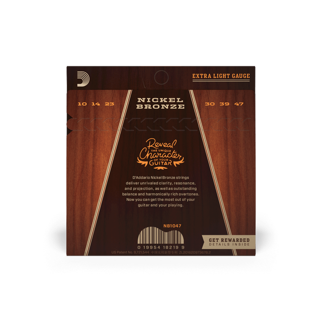 Струны для акустической гитары DʼADDARIO NB1047 Nickel Bronze Extra Light (10-47) - изображение 2