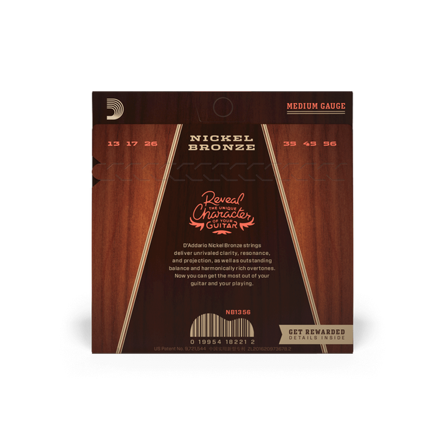 Струны для акустической гитары DʼADDARIO NB1356 Nickel Bronze Medium (13-56) - изображение 2