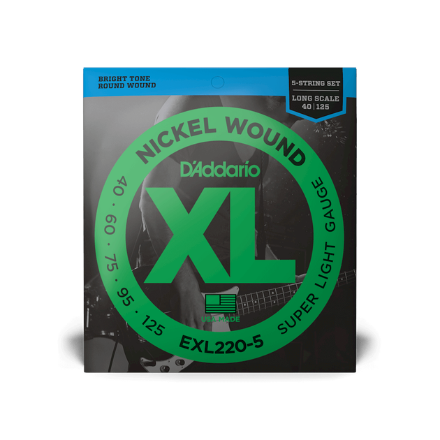 Струны для бас-гитары DʼADDARIO EXL220-5 XL Nickel Wound Bass Super Light 5-String (40-125) - Фото 1 Струны для бас-гитары DʼADDARIO EXL220-5 XL Nickel Wound Bass Super Light 5-String (40-125) - изображение 1