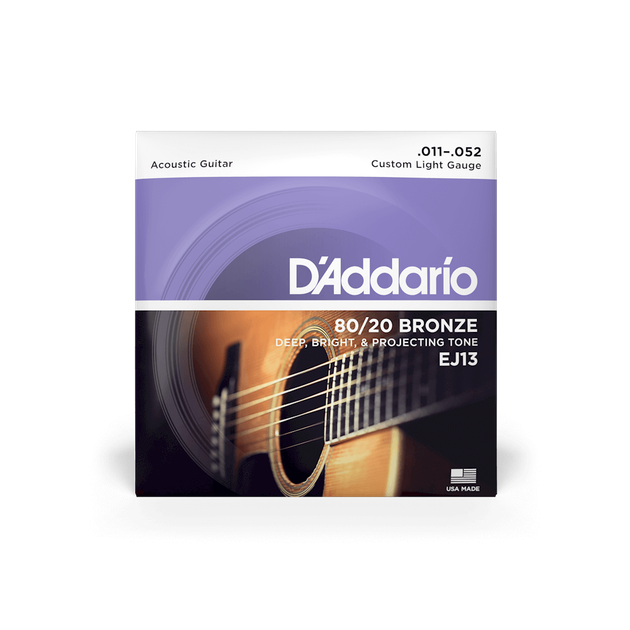 Струни для акустичної гітари DʼADDARIO EJ13 80/20 Bronze Custom Light (11-52) - Фото 1 Струни для акустичної гітари DʼADDARIO EJ13 80/20 Bronze Custom Light (11-52) - зображення 1