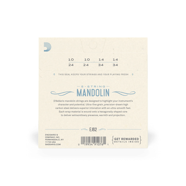 Струни для мандоліни DʼADDARIO EJ62 Mandolin 80/20 Bronze Light (10-34) - Фото 2 Струни для мандоліни DʼADDARIO EJ62 Mandolin 80/20 Bronze Light (10-34) - зображення 2