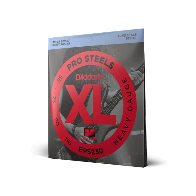 Струни для бас-гітари DʼADDARIO EPS230 XL ProSteels Bass Heavy (55-110) - Фото 2 Струни для бас-гітари DʼADDARIO EPS230 XL ProSteels Bass Heavy (55-110) - зображення 2