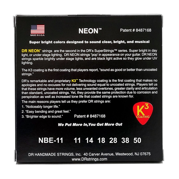 Струни для електрогітари DR Strings NEON Blue Electric - Heavy (11-50) - зображення 2