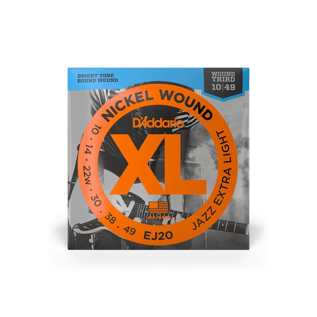 Струни для електрогітари DʼADDARIO EJ20 XL Nickel Wound Jazz Extra Light (10-49) - Фото 1 Струни для електрогітари DʼADDARIO EJ20 XL Nickel Wound Jazz Extra Light (10-49) - зображення 1