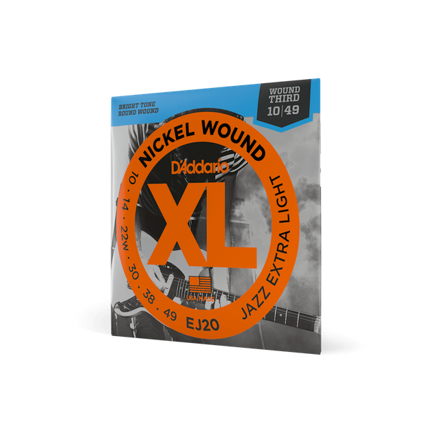 Струни для електрогітари DʼADDARIO EJ20 XL Nickel Wound Jazz Extra Light (10-49) - Фото 2 Струни для електрогітари DʼADDARIO EJ20 XL Nickel Wound Jazz Extra Light (10-49) - зображення 2