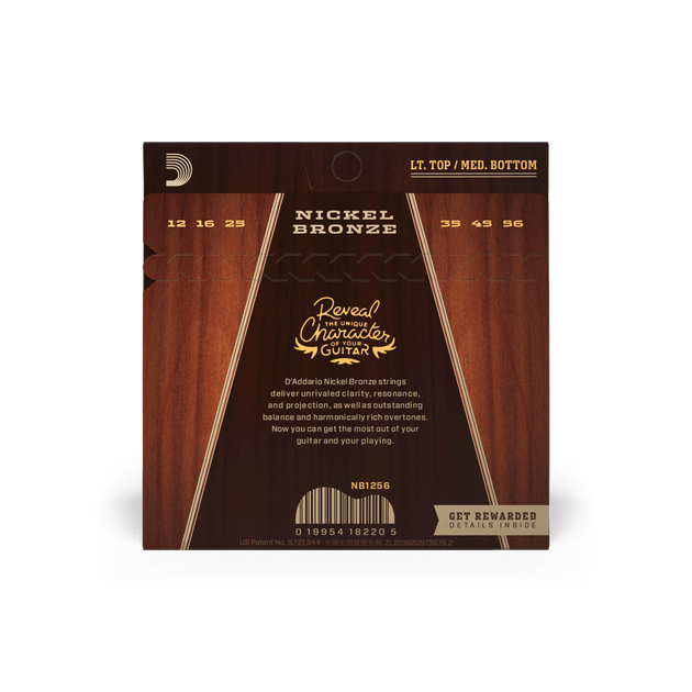 Струны для акустической гитары DʼADDARIO NB1256 Nickel Bronze Light Top / Medium Bottom (12-56) - изображение 2