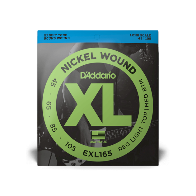Струны для бас-гитары DʼADDARIO EXL165 XL Nickel Wound Bass Reg Light Top/Med Bottom (45-105) - Фото 1 Струны для бас-гитары DʼADDARIO EXL165 XL Nickel Wound Bass Reg Light Top/Med Bottom (45-105) - изображение 1