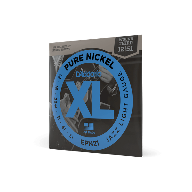 Струны для электрогитары DʼADDARIO EPN21 XL Pure Nickel Jazz Light (12-51) - Фото 2 Струны для электрогитары DʼADDARIO EPN21 XL Pure Nickel Jazz Light (12-51) - изображение 2