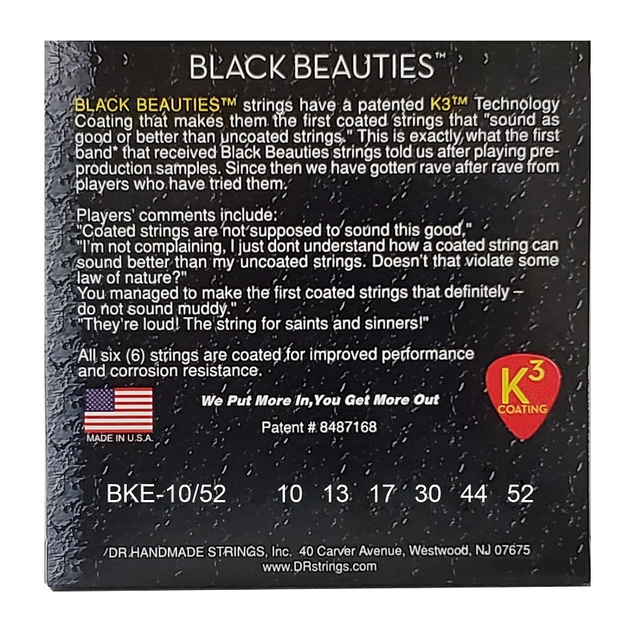 Струны для электрогитары DR Strings BLACK BEAUTIES Electric - Big Heavy (10-52) - Фото 2 Струны для электрогитары DR Strings BLACK BEAUTIES Electric - Big Heavy (10-52) - изображение 2