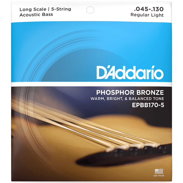 Струны для бас-гитары DʼADDARIO EPBB170-5 Acoustic Bass Phosphor Bronze Light 5-String (45-130) - Фото 1 Струны для бас-гитары DʼADDARIO EPBB170-5 Acoustic Bass Phosphor Bronze Light 5-String (45-130) - изображение 1