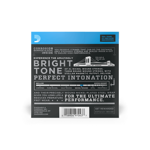 Струны для электрогитары DʼADDARIO EXL140-8 XL Nickel Wound Light Top/Heavy Bottom 8-String (10-74) - изображение 4