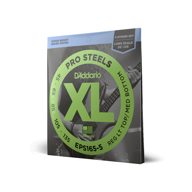 Струни для бас-гітари DʼADDARIO EPS165-5 XL ProSteels Bass Reg Light Top/Med Bottom 5-String (45-135) - Фото 2 Струни для бас-гітари DʼADDARIO EPS165-5 XL ProSteels Bass Reg Light Top/Med Bottom 5-String (45-135) - зображення 2
