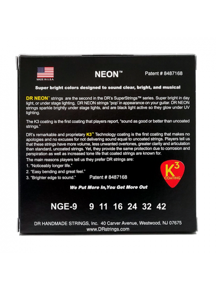 Струны для электрогитары DR Strings Neon Geen Electric - Light (9-42) - Фото 3 Струны для электрогитары DR Strings Neon Geen Electric - Light (9-42) - изображение 3
