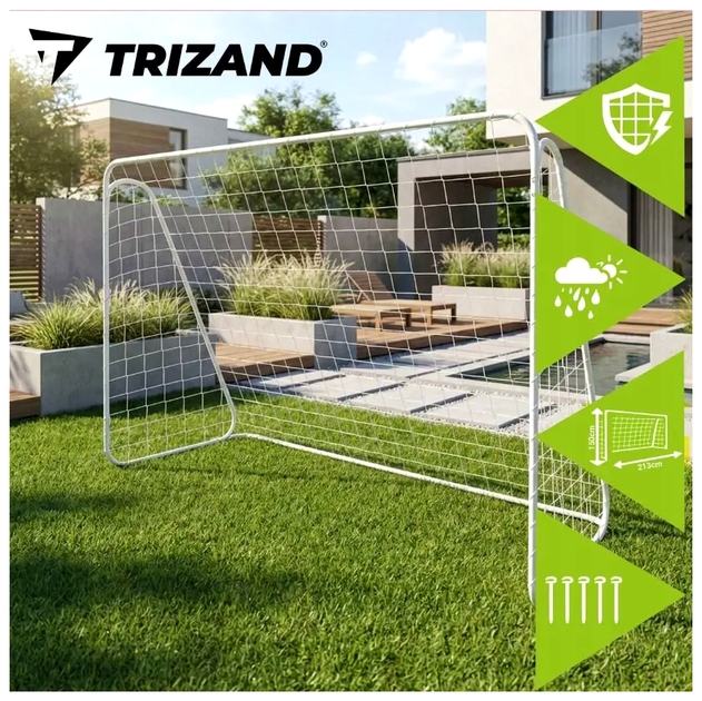 Футбольные ворота металлические 213х150 см для активного отдыха белый Trizand CS-0308 - Фото 5 Футбольные ворота металлические 213х150 см для активного отдыха белый Trizand CS-0308 - изображение 5