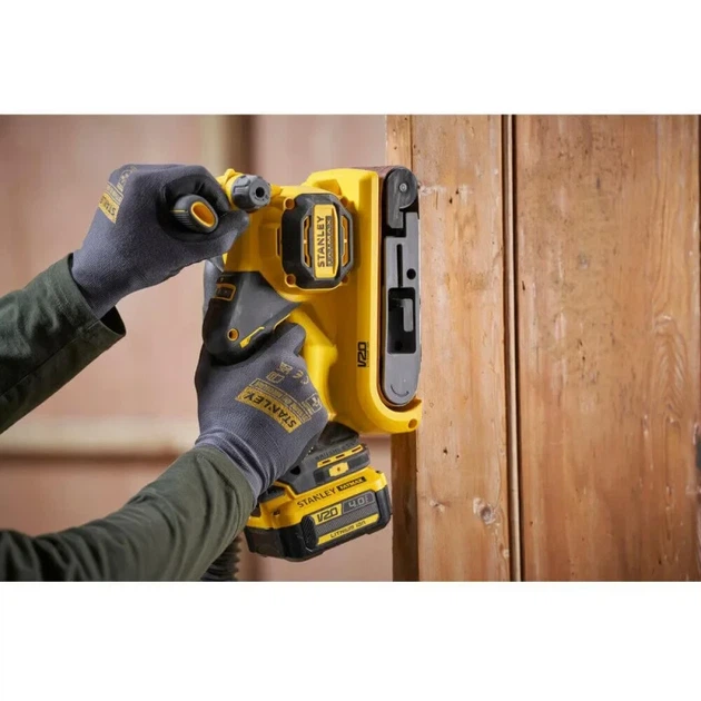 Шлифмашина ленточная Stanley FatMax V20 бесщеточная аккумуляторная 75 x 457 мм без АКБ SFMCW223B-XJ - Фото 8 Шлифмашина ленточная Stanley FatMax V20 бесщеточная аккумуляторная 75 x 457 мм без АКБ SFMCW223B-XJ - изображение 8