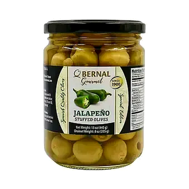Оливки Bernal Gourmet Manzanilla зеленые фаршированные халапеньо 436 г - Фото 1 Оливки Bernal Gourmet Manzanilla зеленые фаршированные халапеньо 436 г - изображение 1