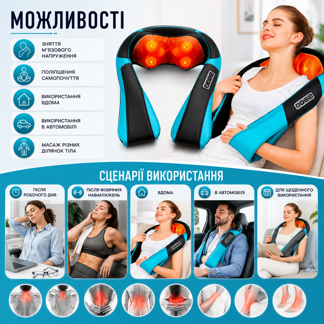 Роликовый массажер Shiatsu & Knocking Massage Shawl с подогревом - изображение 8