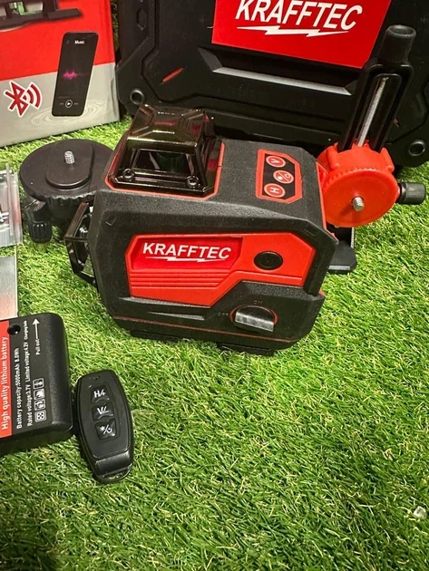Лазерний рівень Krafftec PREMIUM 16x360° зелений промінь професійний лазерний рівень для будівництва та ремонту з LCD-дисплеєм Bluetooth дистанційним управлінням та кейсом - изображение 3