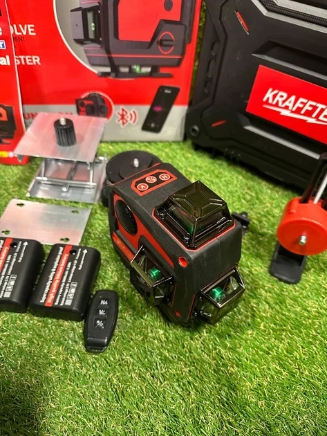 Лазерний рівень Krafftec PREMIUM 16x360° зелений промінь професійний лазерний рівень для будівництва та ремонту з LCD-дисплеєм Bluetooth дистанційним управлінням та кейсом - изображение 4