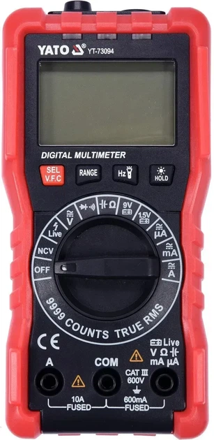 Мультиметр цифровой YATO с LCD-дисплеем для электрических параметров YT-73094 - изображение 2