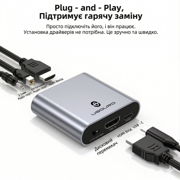 HDMI аудио экстрактор 5.1 2CH с HDMI IN HDMI OUT Optical SPDIF и AUX 3.5 мм - изображение 2