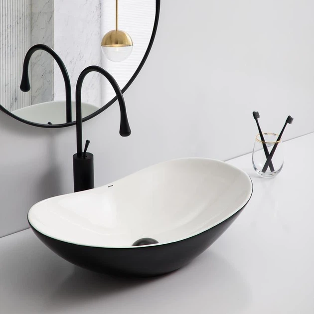 Раковина накладная Mixxus Premium WAVE-0105 WHITE-BLACK 620х360х160 мм MP6558 - изображение 2
